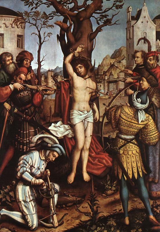 HOLBEIN, Hans the Elder The Martyrdom of Saint Sebastian France oil painting art